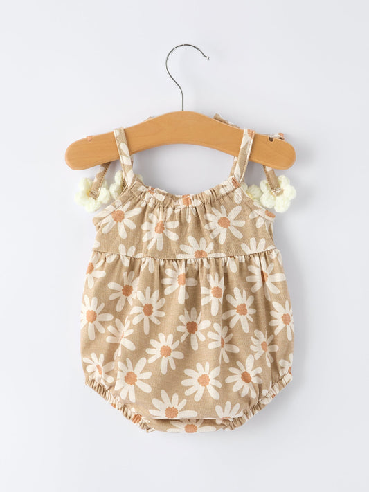Floral Daisy Baby Girl Spaghetti Strap Romper