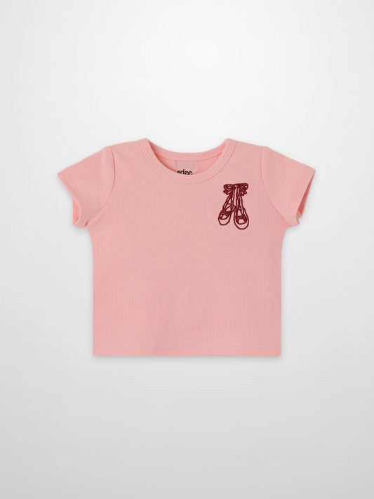 Short Sleeve Emblem T-shirt - Light Pink