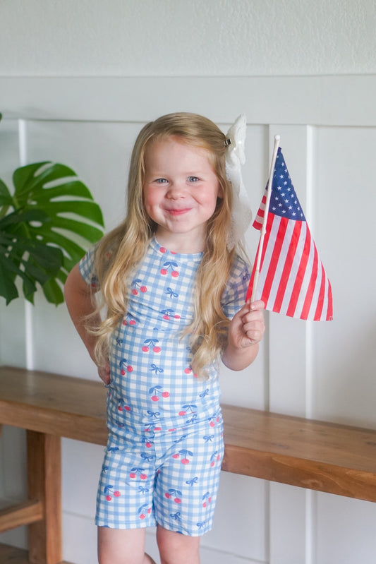 Cherry Gingham 2pc Bamboo Pajamas