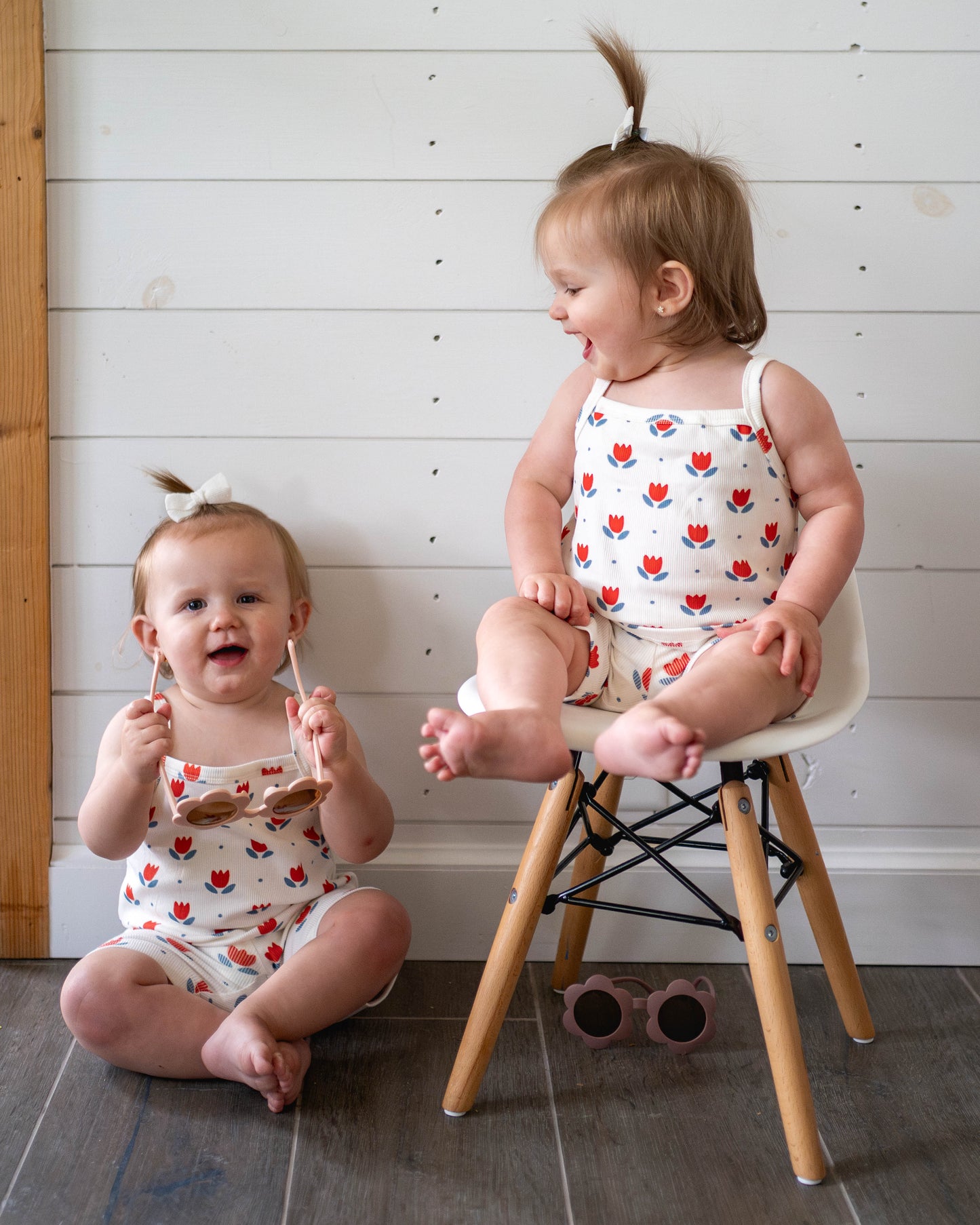 Red White & Blue Tulip Ribbed Bamboo 2pc Tank Set