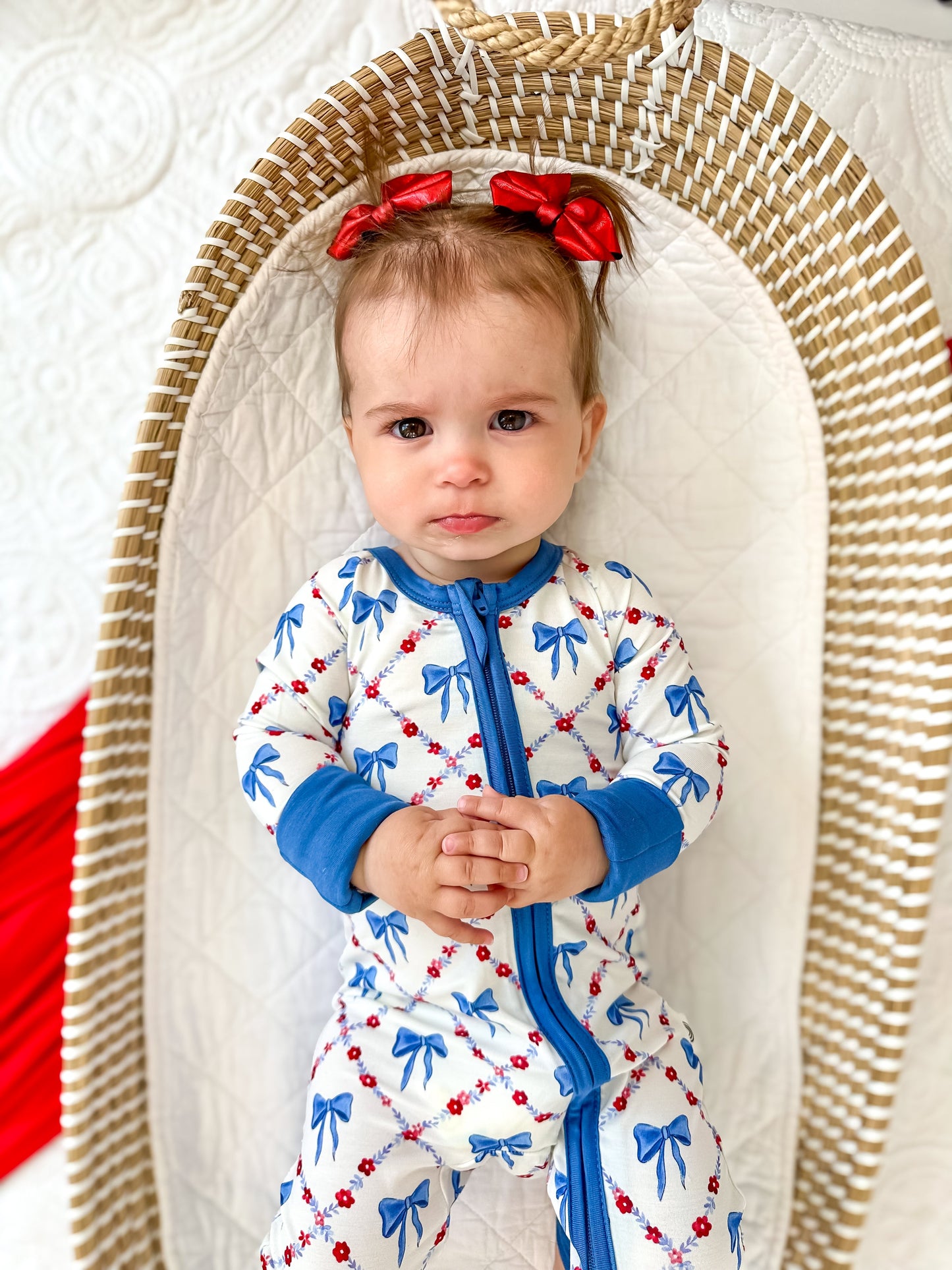Red White & Bows Bamboo Zippy Pajamas