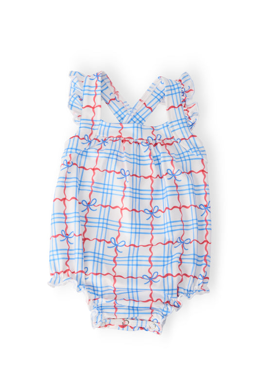 Patriotic Picnic Ruffle Cross Back Romper
