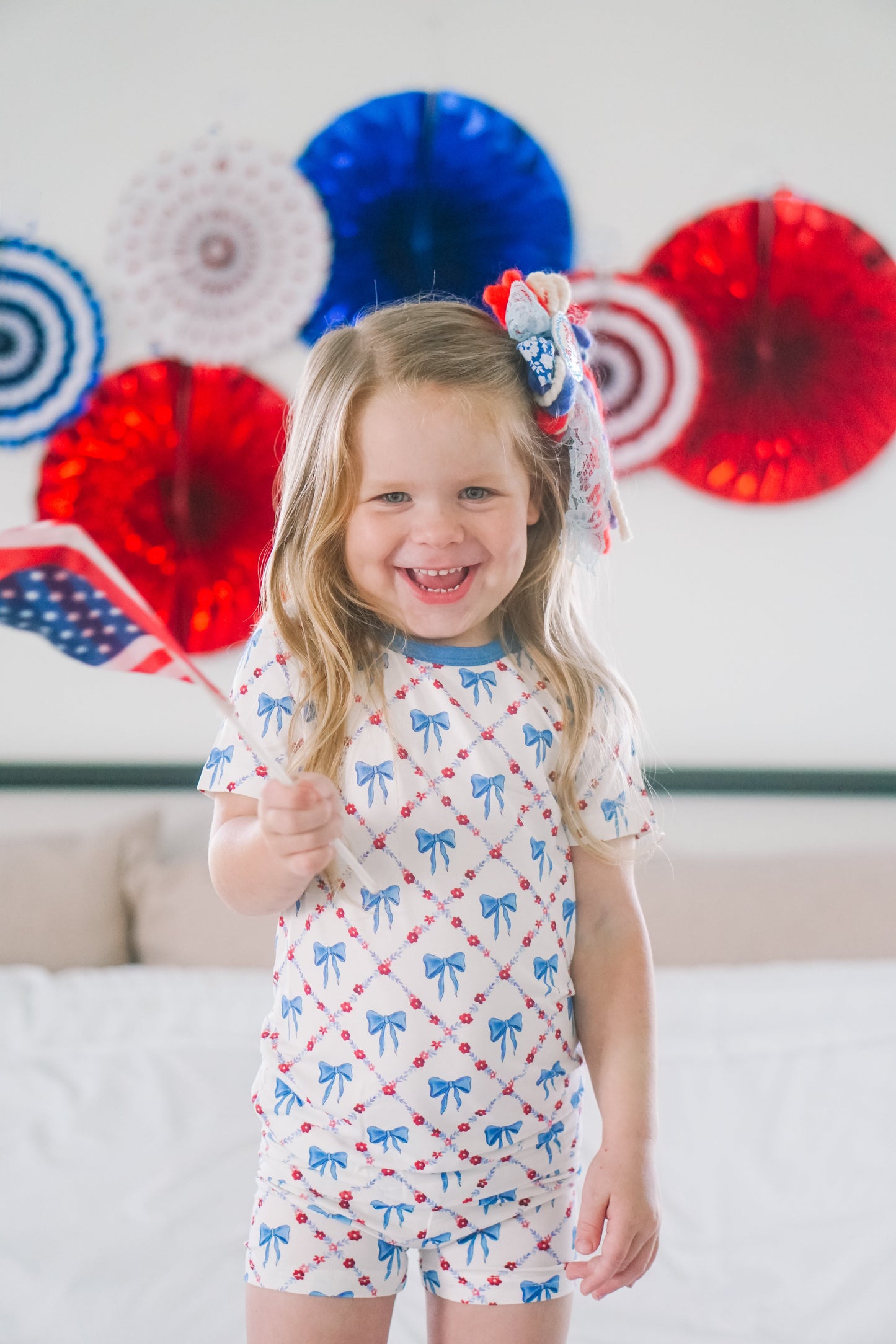 Red White & Bows 2pc Bamboo Pajamas