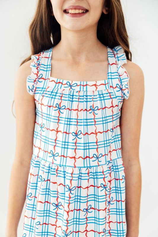 Patriotic Picnic Ruffle Cross Back Dress